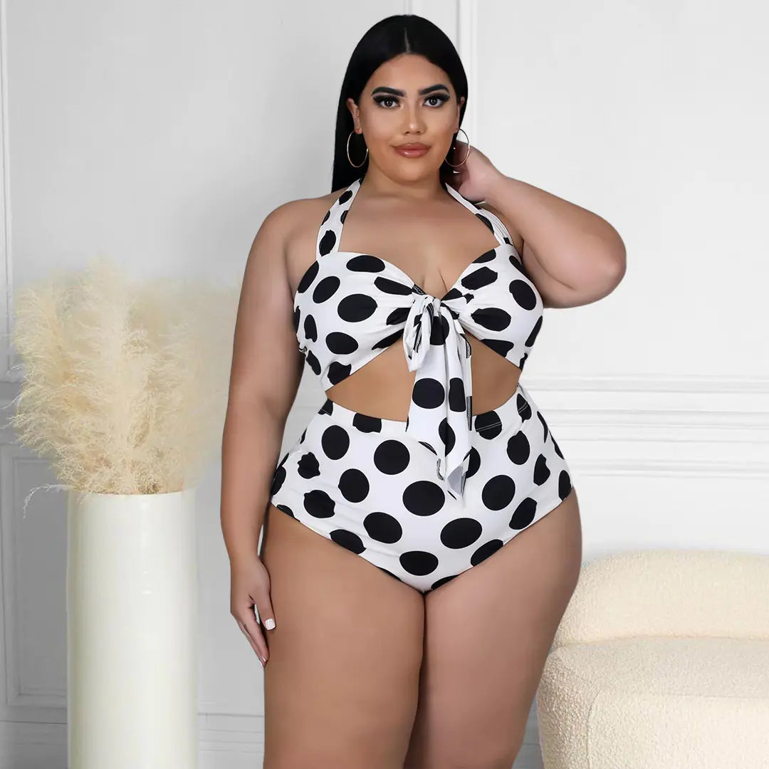 High Waist Polka Dot Women's Bikini Swimsuit