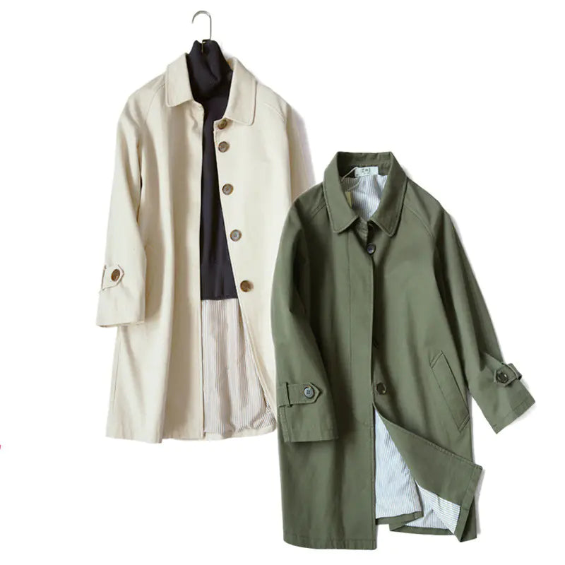 Two-Color Single-Breasted Coat