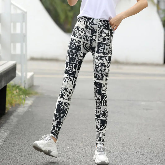 Large Stretch Printed Leggings Trousers for Women